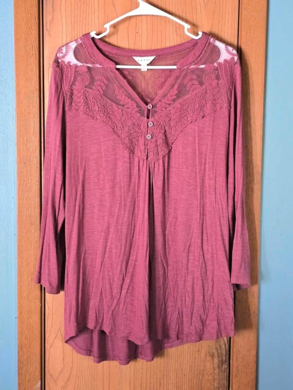 Size L Advia Sheer Lace Shirt Top